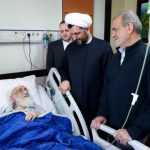 عیادت رئیس‌جمهور پزشکیان از آیت‌الله نوری همدانی